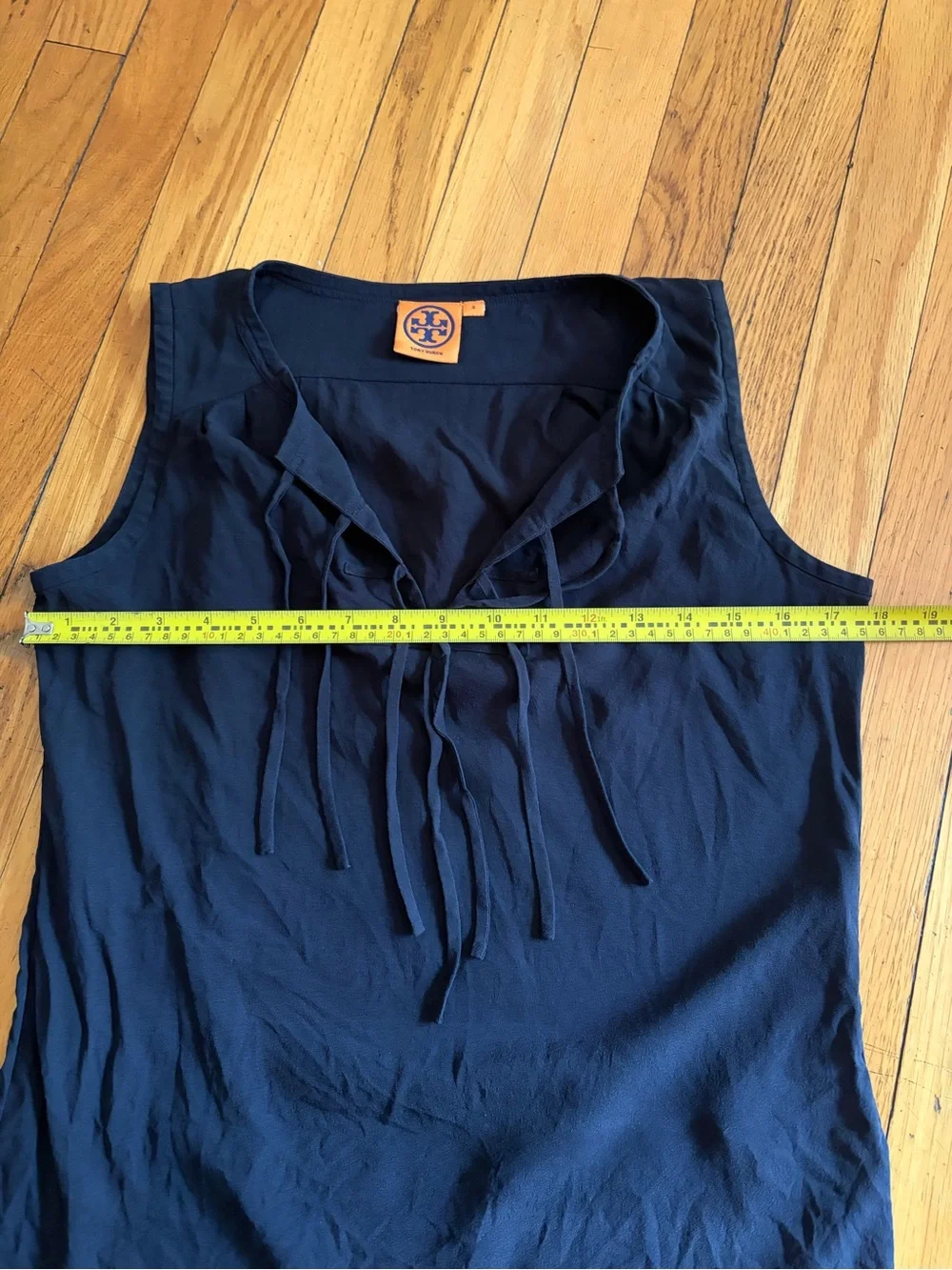 Tory Burch Navy Sleeveless Tie-Neck Blouse Size 4